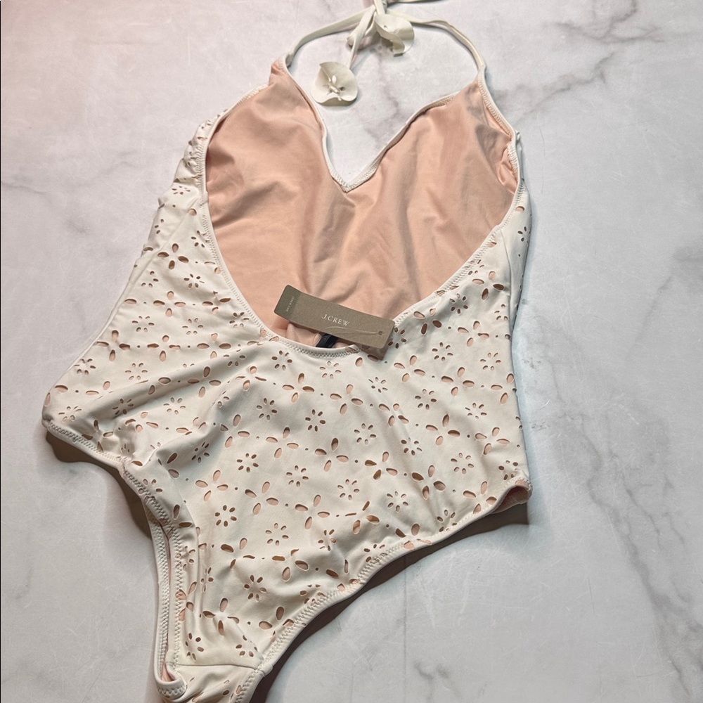 J. Crew Halter one-piece swimsuit in laser-cut eyelet NWT - Picture 2 of 4